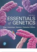 Test bank essentials of genetics 10th edition compressed 1  by William s plug&comma; Micheal R&period; Cummings&comma; Micheal A Palladino&comma; Charlotte A Spencer and Barrel Killan&period; 978-0134898414 covering all the chapters graded A&plus;&period;