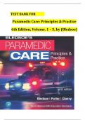 TEST BANK FOR &Tab; Paramedic Care&colon; Principles & Practice 6th Edition&comma; Volume&period; 1 &ndash; 5&comma; by &lpar;Bledsoe&rpar;  &emsp;
