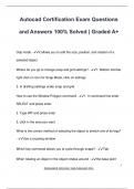 Autocad Certification Exam Questions  and Answers 100&percnt; Solved &vert; Graded A&plus;