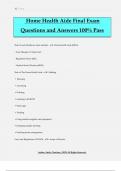 Home Health Aide Final Exam Questions and Answers 100&percnt; Pass