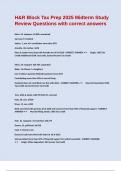 H&R Block Tax Prep 2025 Midterm Study Review Questions with correct answers&period;