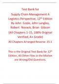 Supply Chain Management A Logistics Perspective 12th Edition By John  Coyle&comma; John Langley&comma; Robert  Novack&comma; Brian  Gibson &lpar;Test Bank&rpar;