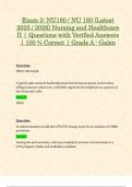 Exam 2&colon; NU180 &sol; NU 180 &lpar;Latest 2025 &sol; 2026&rpar; Nursing and Healthcare II &vert; Questions with Verified Answers &vert; 100 &percnt; Correct &vert; Grade A - Galen