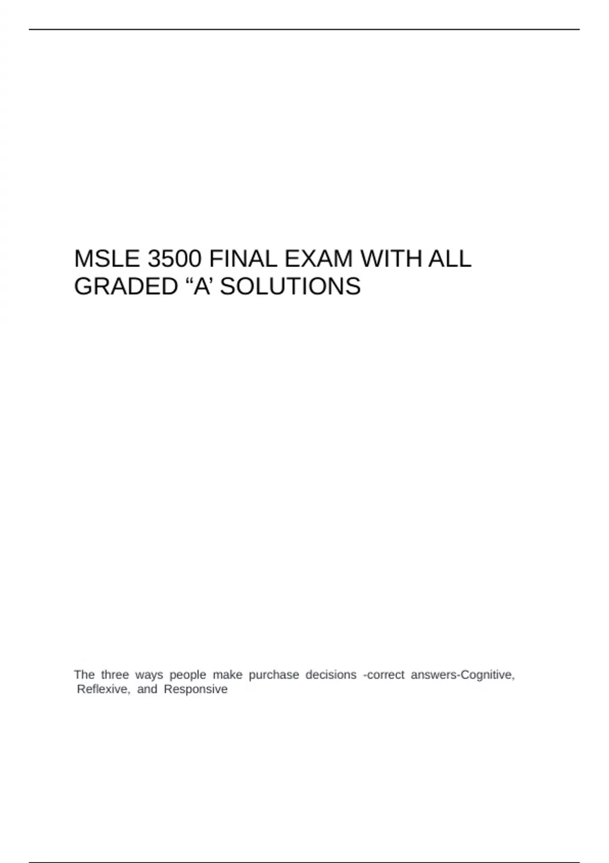 Msle MSLE 3500 FINAL EXAM - MSLE 3500 - Stuvia US