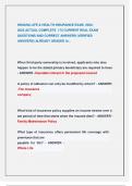 INDIANA LIFE & HEALTH INSURANCE EXAM 2024&sol; 2025 ACTUAL COMPLETE 172 CURRENT REAL EXAM QUESTIONS AND CORRECT ANSWERS &lpar;VERIFIED  ANSWERS&rpar; ALREADY GRADED A&plus; &period;