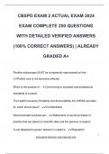 CBSPD EXAM 2 ACTUAL EXAM 2024  EXAM COMPLETE 250 QUESTIONS  WITH DETAILED VERIFIED ANSWERS  &lpar;100&percnt; CORRECT ANSWERS&rpar; &vert; ALREADY  GRADED A&plus;