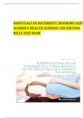 Essentials of Maternity Newborn and Women's Health Nursing 5th Edition Ricci Test Bank
