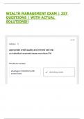 WEALTH MANAGEMENT EXAM &vert; 357 QUESTIONS &vert; WITH ACTUAL SOLUTIONS&excl;&excl;