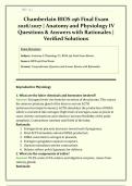 Chamberlain BIOS 256 Final Exam &vert; 2026&sol;2027 &vert; Anatomy and Physiology IV &vert;  Questions & Answers with Rationales &vert; Verified Solutions &vert; Grade A &vert; Guaranteed Pass