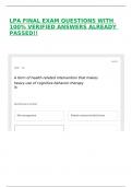 LPA FINAL EXAM QUESTIONS WITH 100&percnt; VERIFIED ANSWERS ALREADY PASSED&excl;&excl;