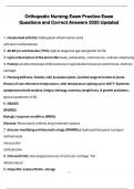 Orthopedic Nursing Exam Practice Exam  Questions and Correct Answers 2025 Updated 