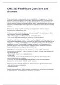 CMC 313 Final Exam Questions and Answers