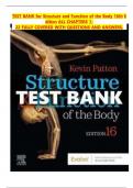 TEST BANK for Structure and Function of the Body 16th Edition &lpar;Patton&comma;2020&rpar; &comma;Chapter 1-22&vert;&vert;All Chapters With Questions And Correct Answers&period;
