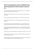 NR Core Mandatory Part II &lpar;Allied&rpar; Final Exam Questions And Answers Scored A&plus;&period;