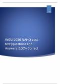 WGU D026 NAHQ Post Test&vert;Questions and Answers&vert;Latest Update&vert;100&percnt; Correct