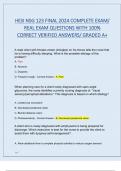 HESI NSG 123 FINAL 2024 COMPLETE EXAM&sol; REAL EXAM QUESTIONS WITH 100&percnt; CORRECT VERIFIED ANSWERS&sol; GRADED A&plus;