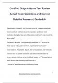 Certified Dialysis Nurse Test Review Actual Exam Questions and Correct  Detailed Answers &vert; Graded A&plus;