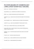PA STATE BOARD OF COSMETOLOGY LAWS LATEST EXAM FULLY SOLVED&period;