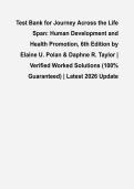 Test Bank for Journey Across the Life Span&colon; Human Development and Health Promotion&comma; 6th Edition by Elaine U&period; Polan & Daphne R&period; Taylor &vert; Verified Worked Solutions &lpar;100&percnt; Guaranteed&rpar; &vert; Latest 2026 Update