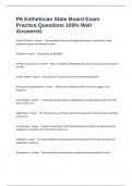 PA Esthetician State Board Exam Practice Questions 100&percnt; Well Answered&period;