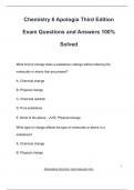 Chemistry 6 Apologia Third Edition Exam Questions and Answers 100&percnt;  Solved
