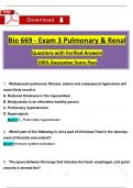 BIO 669 Exam 3 Pulmonary and Renal &lpar;2025 &sol; 2026&rpar; Tested Questions with Revised Correct Answers&comma; &lpar;A&plus; Guarantee&rpar;