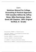 Exam Solutions Manual For College  Accounting A Practical Approach  15th Canadian Edition By Jeffrey  Slater&comma; Mike Deschamps&comma; Debra  Good &lpar;All Chapters&comma; 100&percnt; Original  Verified&comma; A&plus; Grade&rpar;