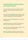 Orthotics CPM Exam Sample Questions with complete solutions&vert; Latest 2025&sol;2026