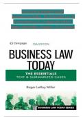Solution and Answer Guide for Business Law Today - The Essentials Text & Summarized Cases&comma; Cengage&comma; 13th Edition&comma; by Roger LeRoy Miller&comma; Verified Chapters 1 - 25&comma; Complete Newest Version