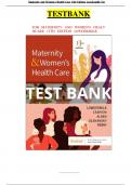 Maternity and Women's Health Care 13th Edition Lowdermilk Test Bank &vert; Complete Guide A&plus;