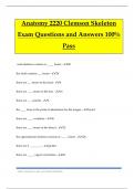 Anatomy 2220 Clemson Skeleton Exam Questions and Answers 100&percnt; Pass