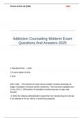 Addiction Counseling Midterm Exam Questions And Answers 2025
