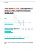 MVA DRIVERS ED UNIT 1-9 Complete Exam  Questions With Correct Answers &lpar;Latest  Update 2025&rpar;