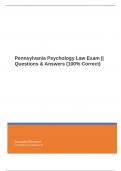 Pennsylvania Psychology Law Exam &vert;&vert; Questions & Answers &lpar;100&percnt; Correct&rpar;