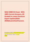 WGU D080 OA Exam  With 100&percnt; Correct Answers&comma; All Graded A&plus;&comma;Latest Premium Expert Update&lpar;2025-2026&rpar;Guaranteed Success&period;