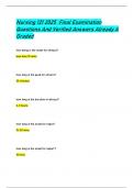 Nursing 121 2025 Final Examination Questions And Verified Answers Already A  Graded