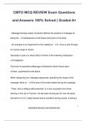 CMTO MCQ REVIEW Exam Questions  and Answers 100&percnt; Solved &vert; Graded A&plus;