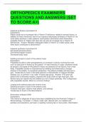 ORTHOPEDICS EXAMINERS QUESTIONS AND ANSWERS &lpar;SET TO SCORE A&plus;&rpar; 