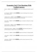Economics Unit 2 Test Questions With Verified Answers