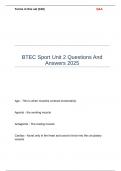 BTEC Sport Unit 2 Questions And Answers 2025