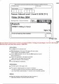 Pearson Edexcel Level 1&sol;Level 2 GCSE &lpar;9&ndash;1&rpar; French PAPER 4&colon; Writing in French Higher Tier MAY 2024 Merged Question Paper and Final Mark scheme &lbrace;VERIFIED&rcub;