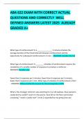 ABA 622 EXAM WITH CORRECT ACTUAL QUESTIONS AND CORRECTLY  WELL DEFINED ANSWERS LATEST 2025  ALREADY GRADED A&plus;  
