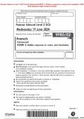 Pearson Edexcel Level 3 GCE French Advanced PAPER 2&colon; Written response to works and translation JUNE 2024 Question Paper & Mark Scheme