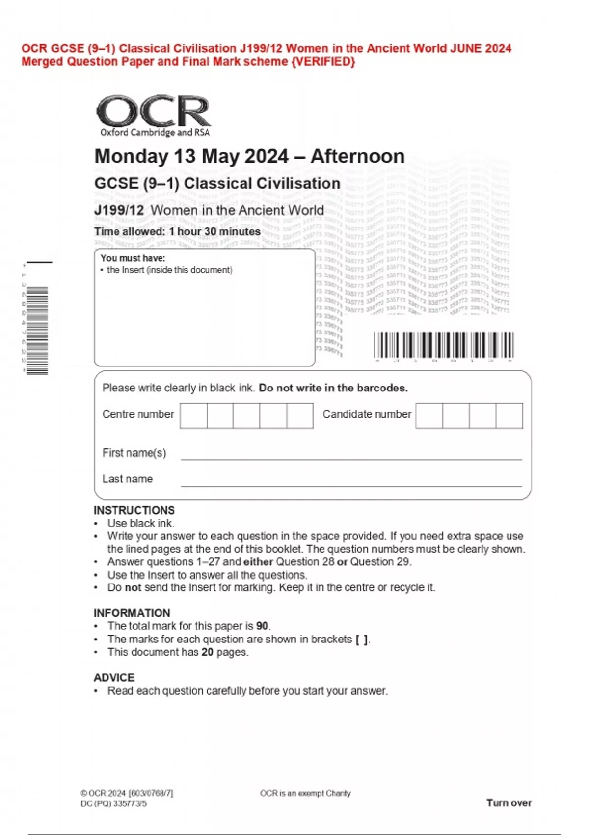 OCR GCSE 9 1 Classical Civilisation 2024 Question Paper And Mark ocr-gcse-9-1-classical-civilisation-2024-question-paper-and-mark