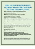 NURS 122 EXAM 1 MULTIPLE CHOICE  QUESTIONS AND ACCURATE SOLUTIONS  FOR STUDY FREQUENTLY TESTED