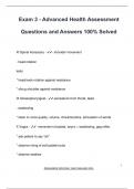 Exam 3 - Advanced Health Assessment Questions and Answers 100&percnt; Solved