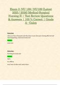 Exam 3&colon; NU 189 &sol; NU189 &lpar;Latest 2025 &sol; 2026&rpar; Medical-Surgical Nursing II &vert; Test Review Questions & Answers &vert; 100 &percnt; Correct &vert; Grade A - Galen