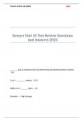 Science Unit 10 Test Review Questions And Answers 2025