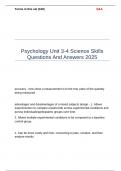 Psychology Unit 3-4 Science Skills Questions And Answers 2025