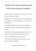 FIN 470&colon; Exam I Review Questions with  100&percnt; Correct Answers &vert; Graded A&plus;